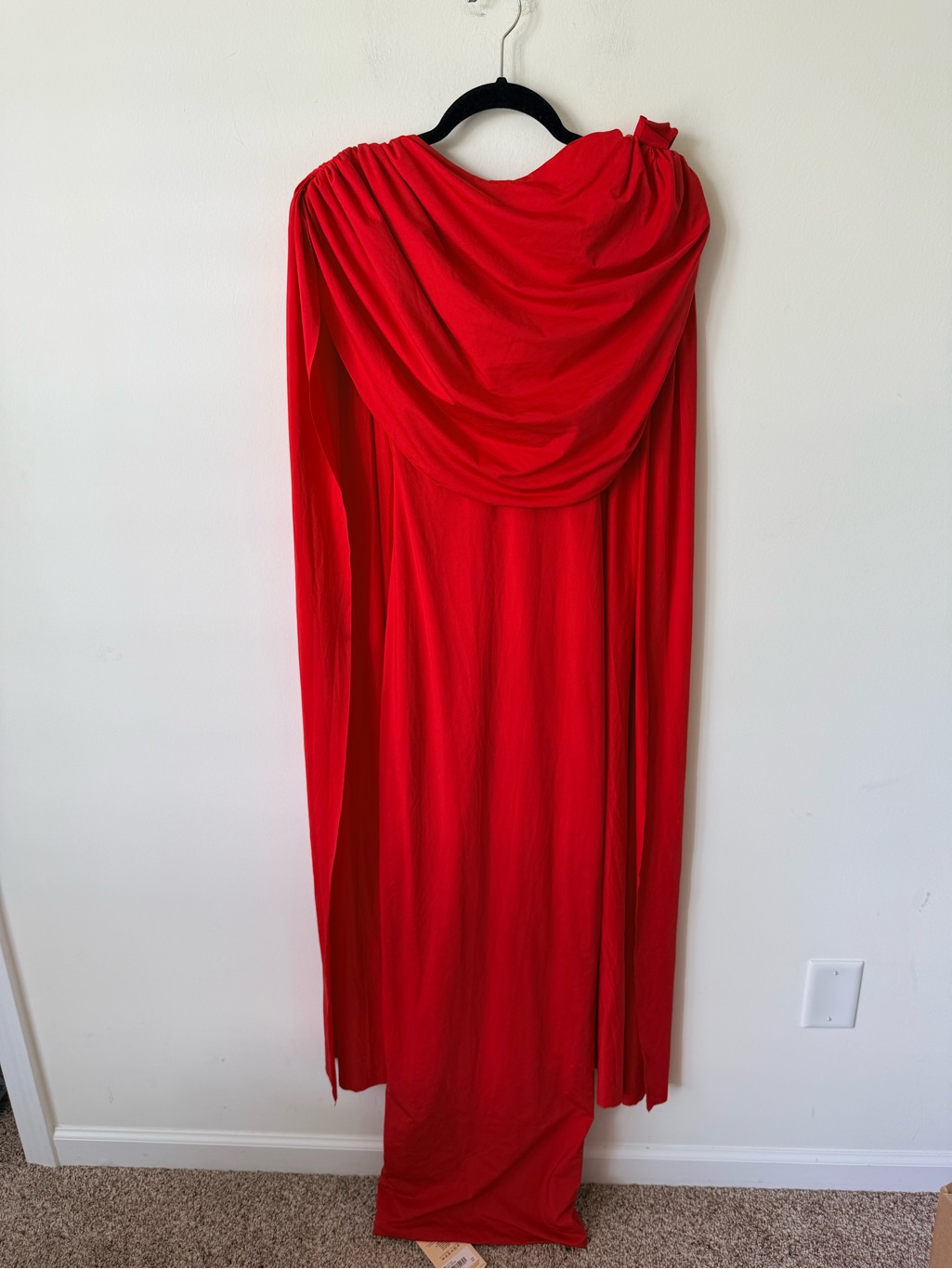 Nwt Maygel Coronel Exclusive Red Batista Long Maxi Cape Dress One Size — image 6 of 8